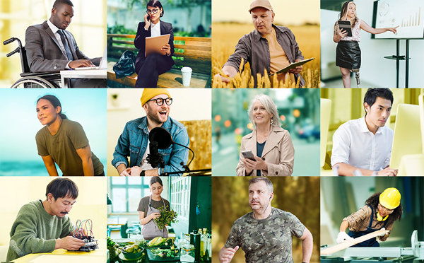 collage of portrait images of people of different demographics