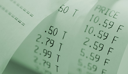 closeup of receipts