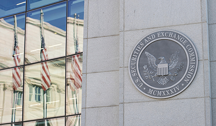 Photo: Washington, DC, USA - June 25, 2022: The logo of the U.S. Securities and Exchange Commission